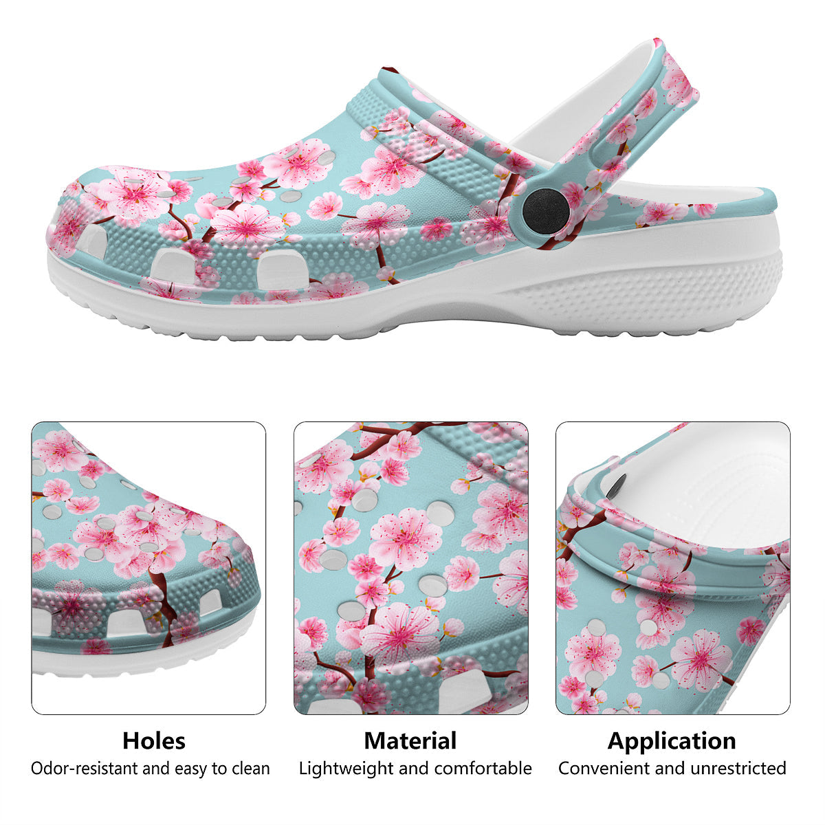 Cherry Blossom White Print Pattern Clog-grizzshop