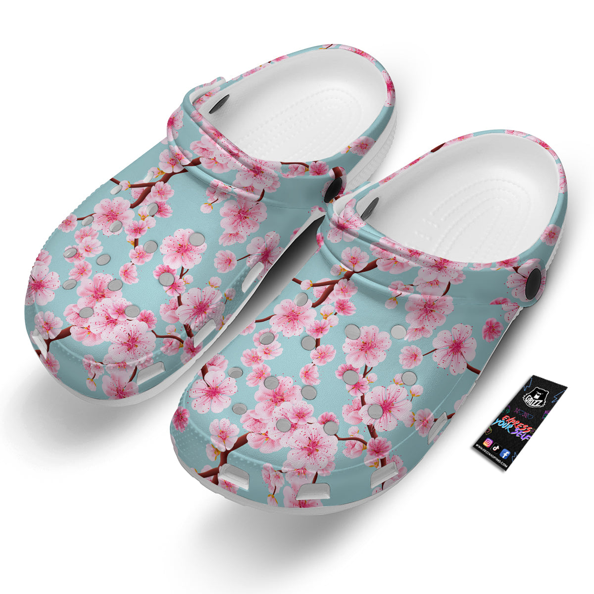 Cherry Blossom White Print Pattern Clog-grizzshop