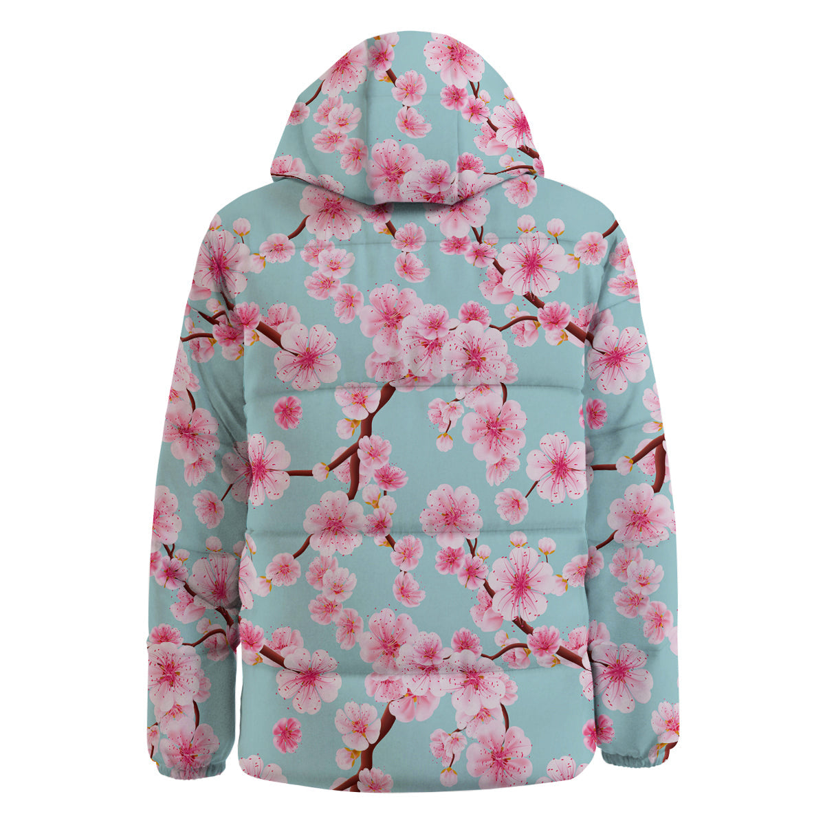 Cherry Blossom White Print Pattern Down Jacket-grizzshop