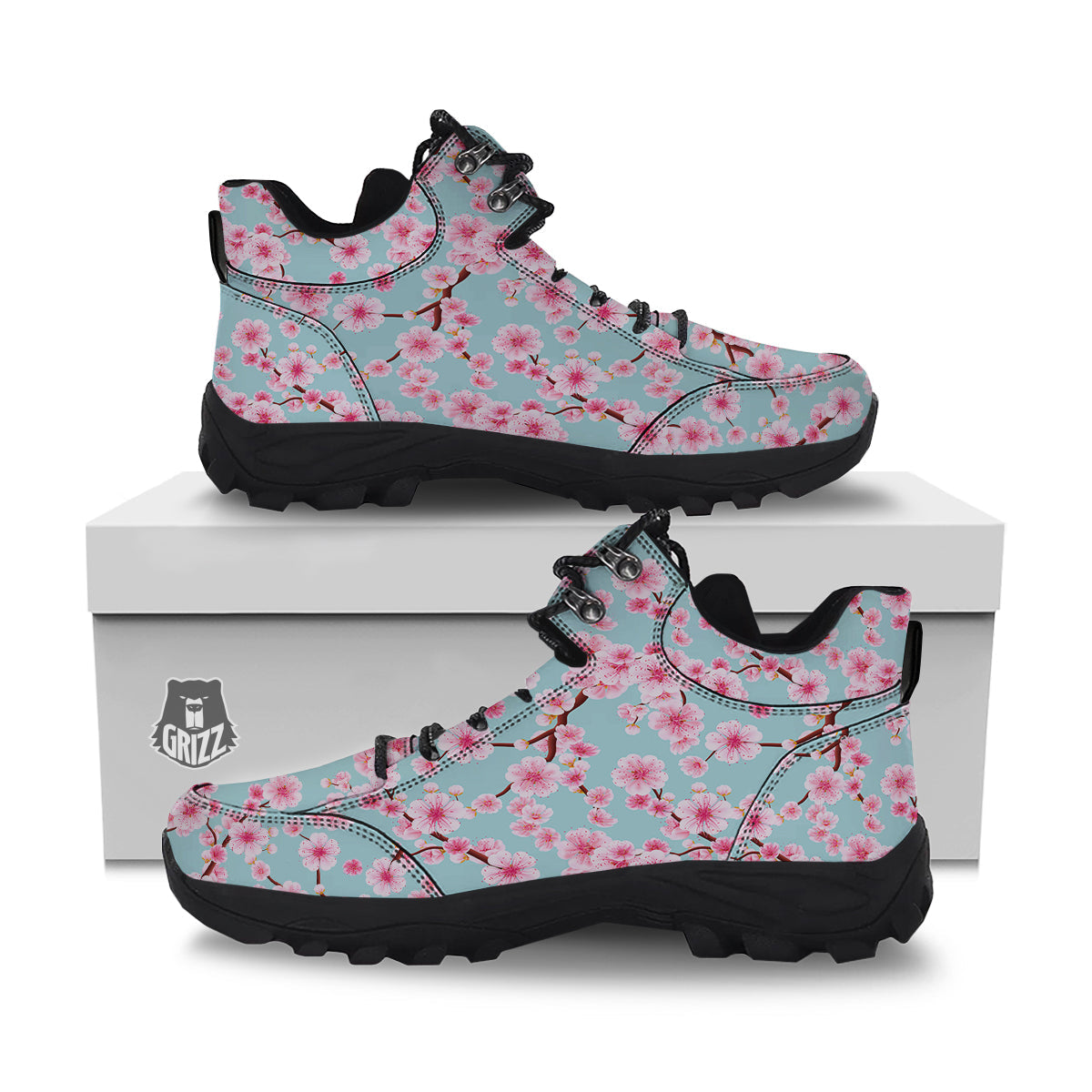 Cherry Blossom White Print Pattern Hiking Shoes-grizzshop