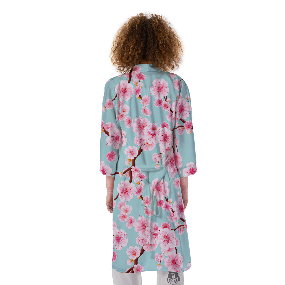 Cherry Blossom White Print Pattern Kimono-grizzshop