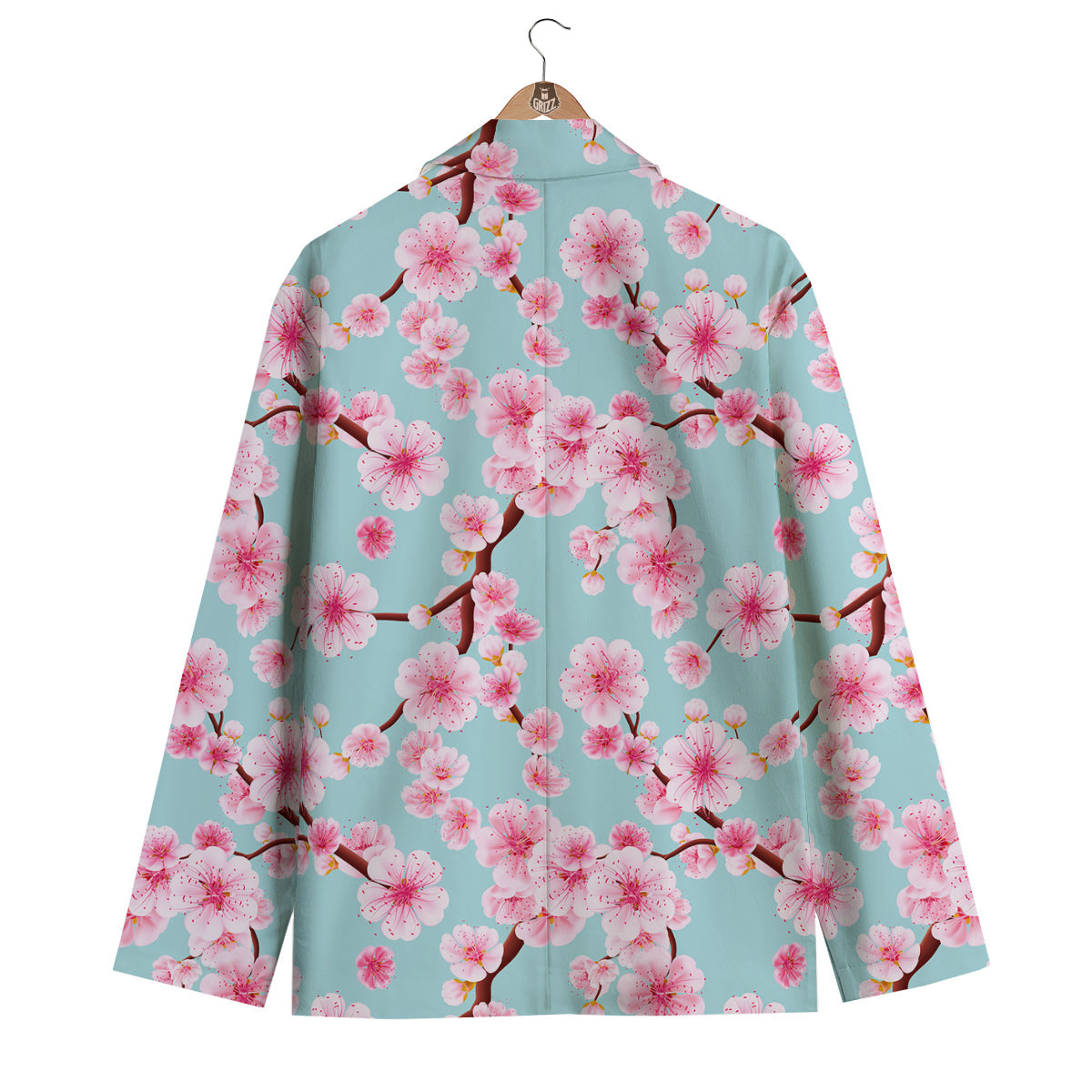 Cherry Blossom White Print Pattern Men's Blazer-grizzshop