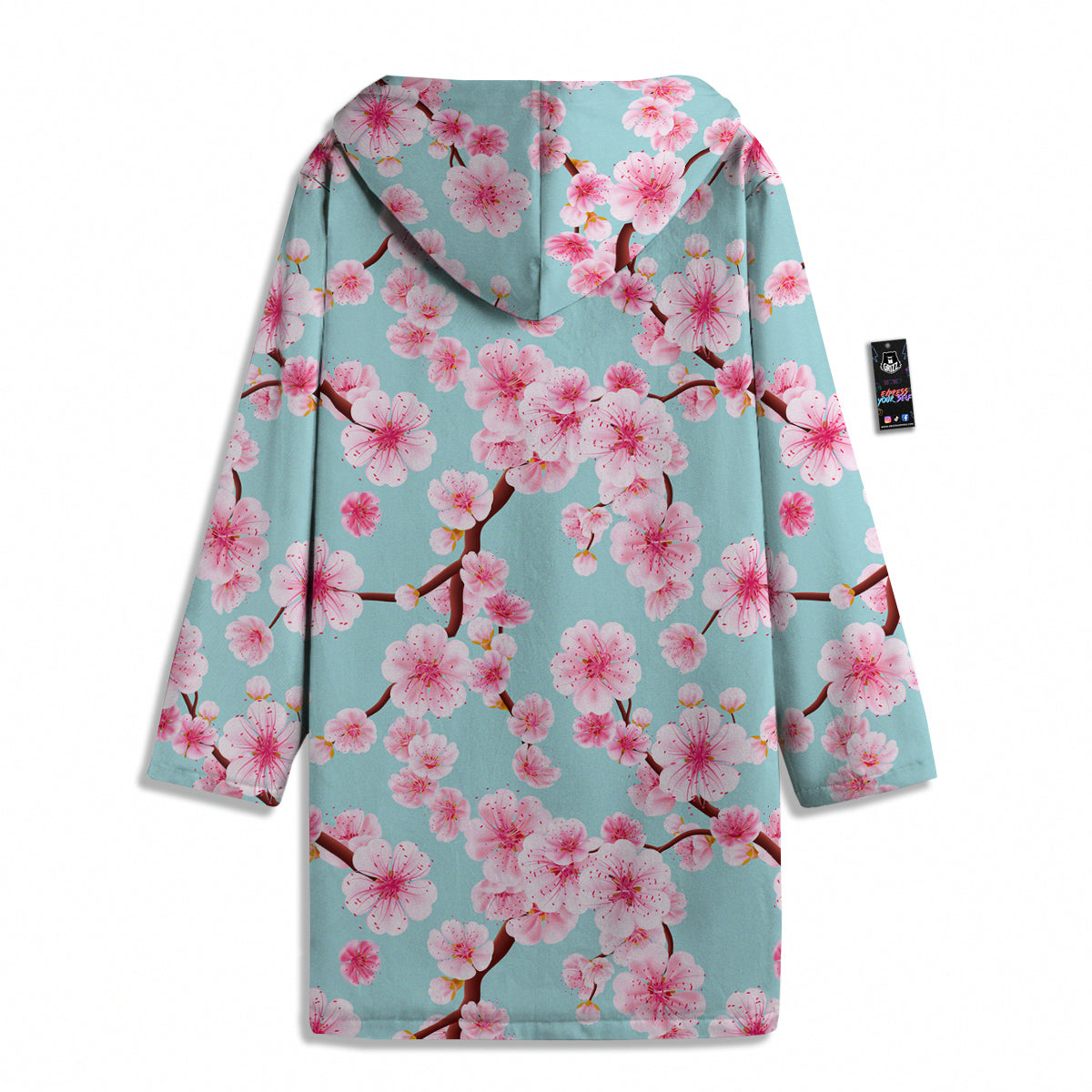 Cherry Blossom White Print Pattern Men's Windbreaker Jacket-grizzshop