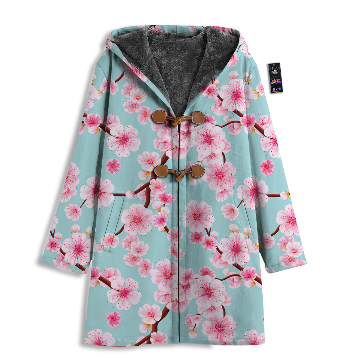 Cherry Blossom White Print Pattern Men's Windbreaker Jacket-grizzshop