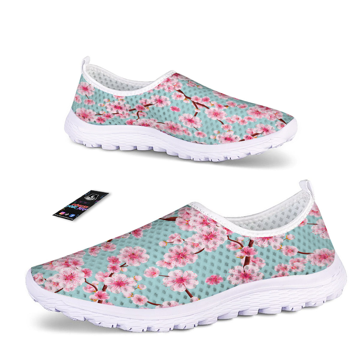 Cherry Blossom White Print Pattern Nurse Shoes-grizzshop