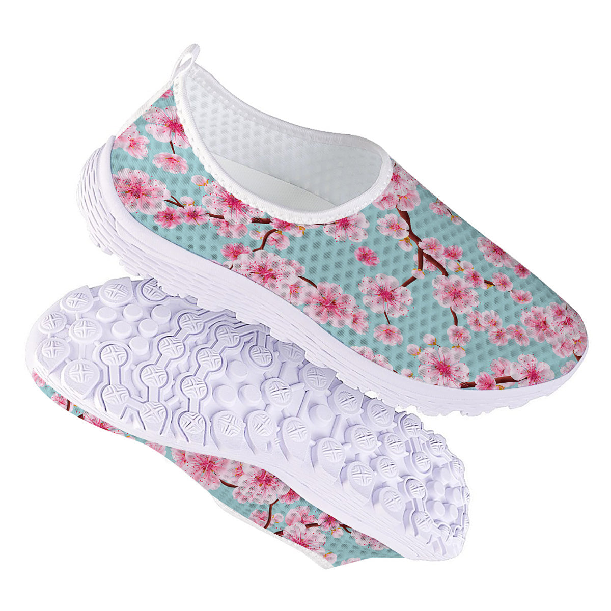 Cherry Blossom White Print Pattern Nurse Shoes-grizzshop