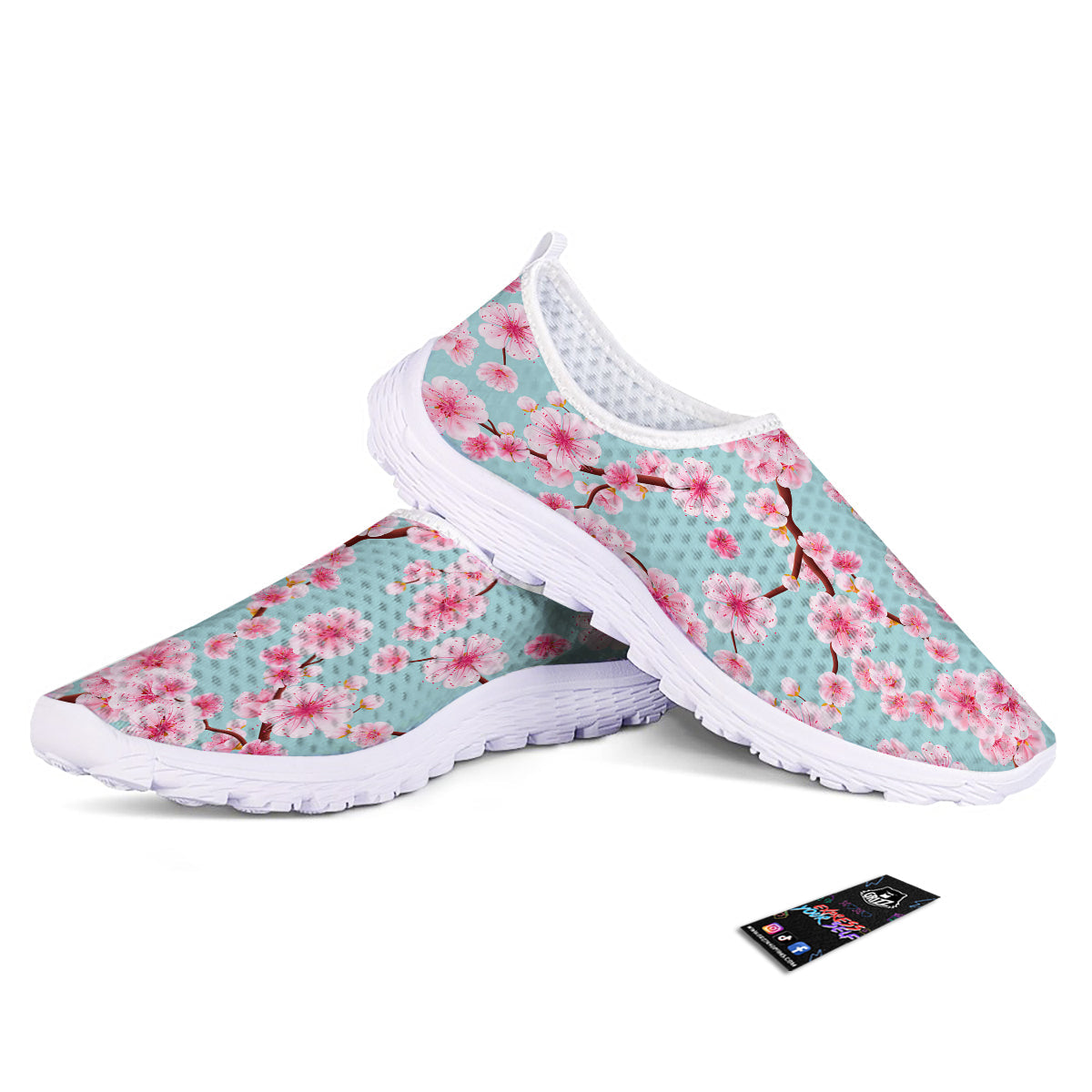 Cherry Blossom White Print Pattern Nurse Shoes-grizzshop