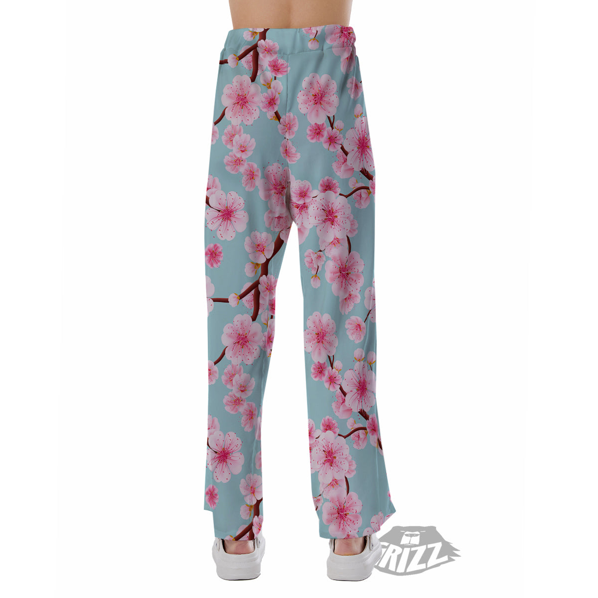 Cherry Blossom White Print Pattern Pajama Pants-grizzshop