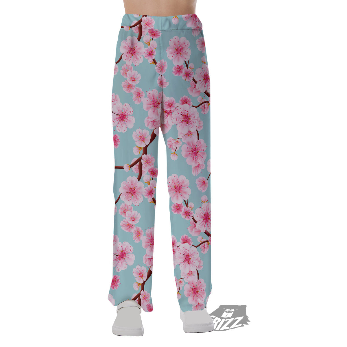 Cherry Blossom White Print Pattern Pajama Pants-grizzshop