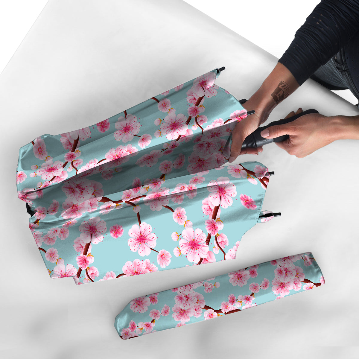 Cherry Blossom White Print Pattern Umbrella-grizzshop