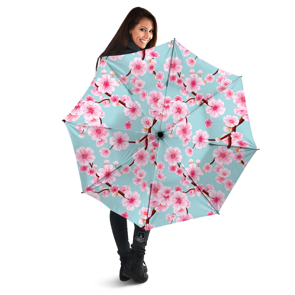 Cherry Blossom White Print Pattern Umbrella-grizzshop