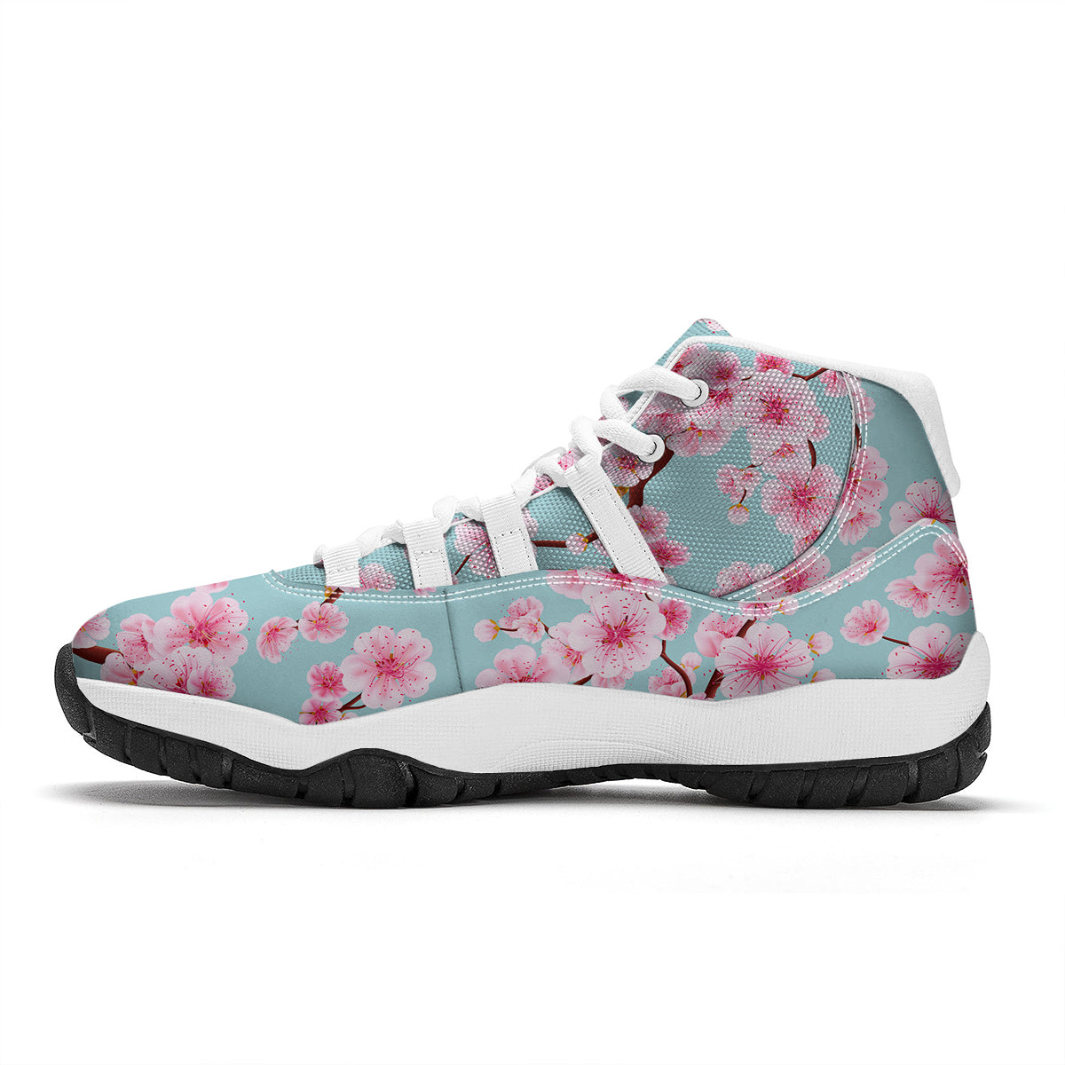 Cherry Blossom White Print Pattern White Bball Shoes-grizzshop