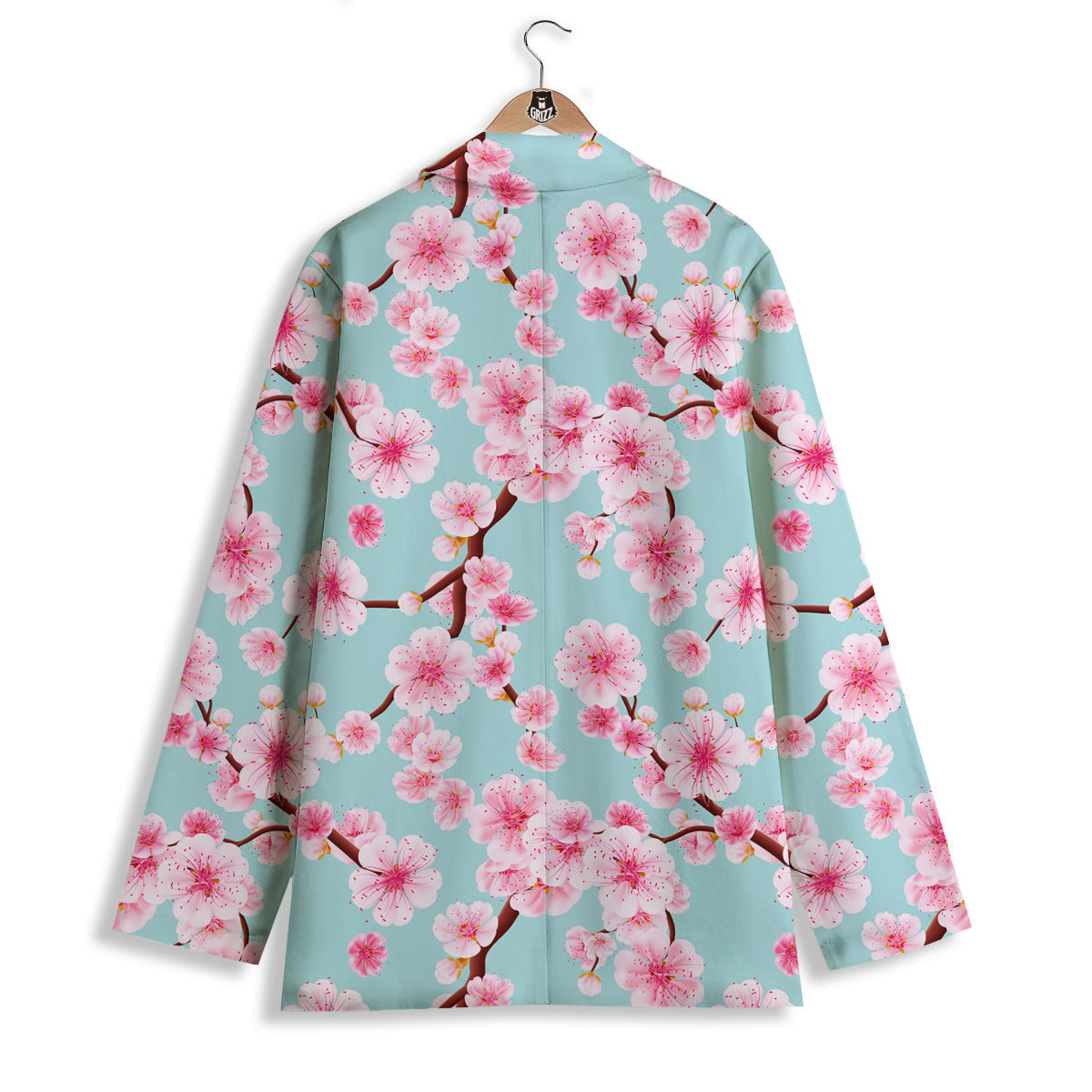 Cherry Blossom White Print Pattern Women's Blazer-grizzshop