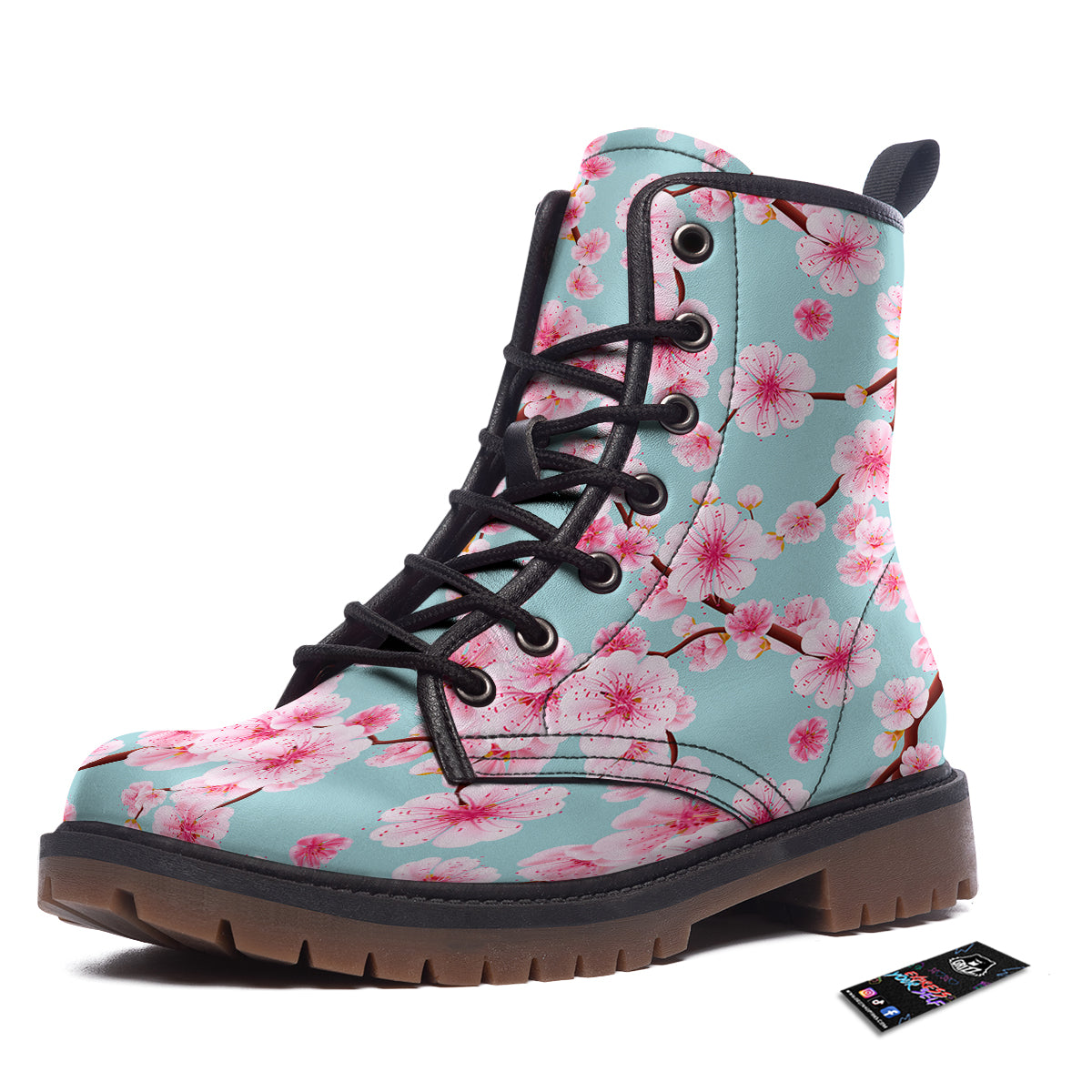 Cherry Blossom White Print Pattern Work Boots-grizzshop
