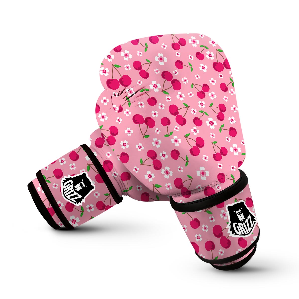 Cherry Floral Pattern Print Boxing Gloves-grizzshop