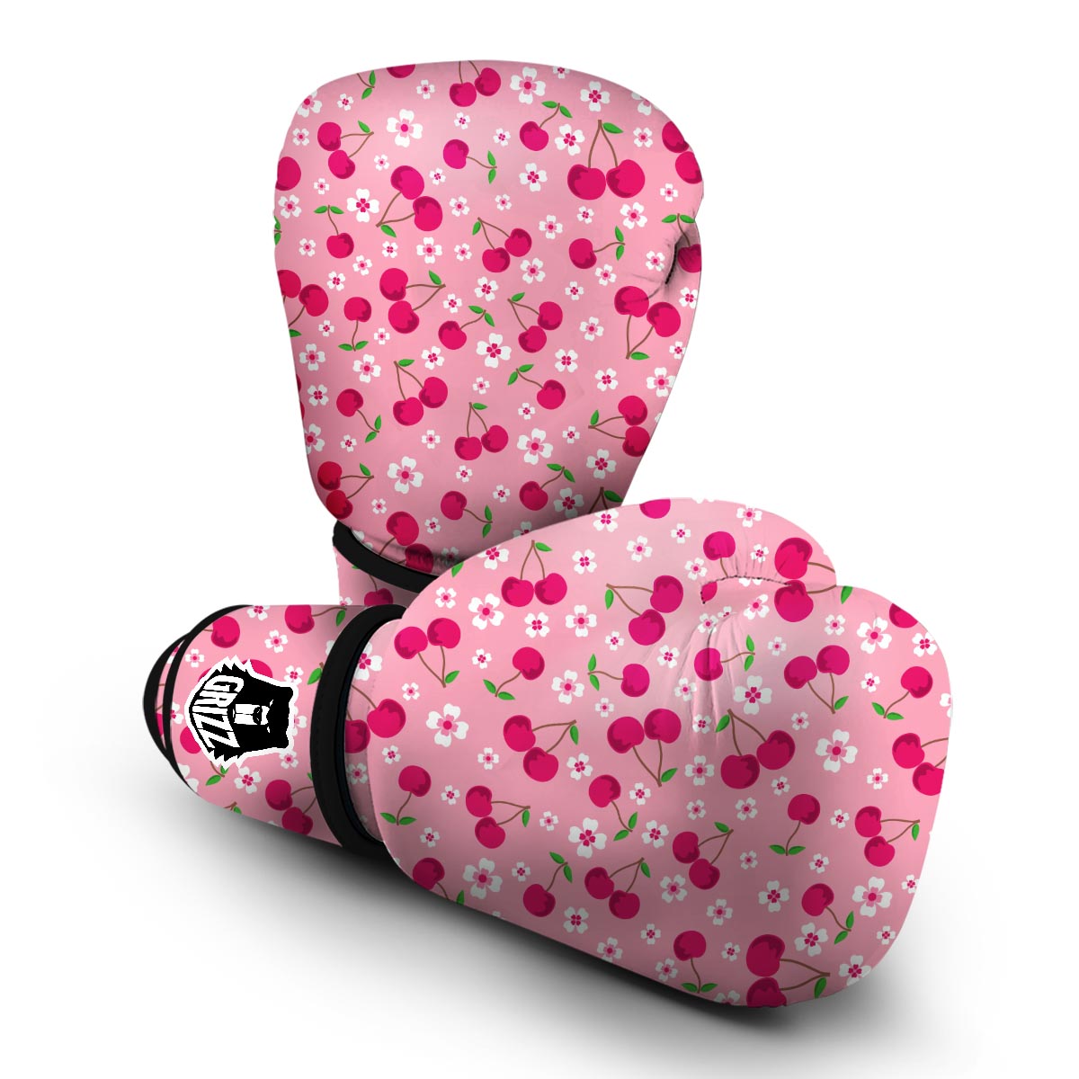 Cherry Floral Pattern Print Boxing Gloves-grizzshop