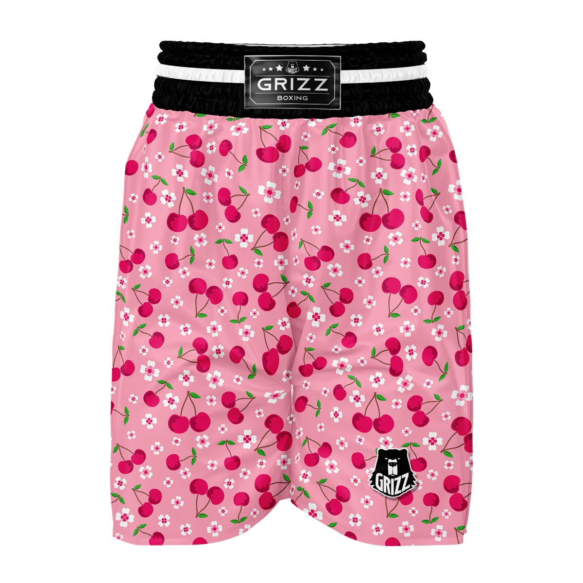 Cherry Floral Pattern Print Boxing Shorts-grizzshop