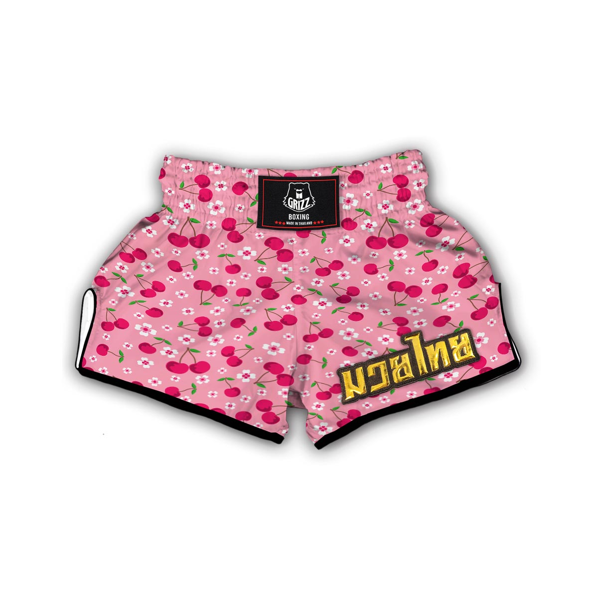 Cherry Floral Pattern Print Muay Thai Boxing Shorts-grizzshop