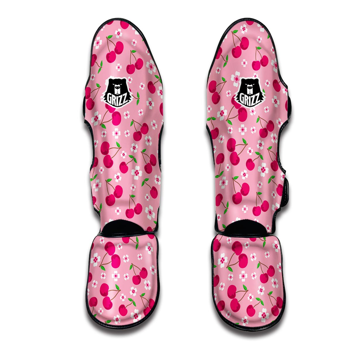 Cherry Floral Pattern Print Muay Thai Shin Guards-grizzshop