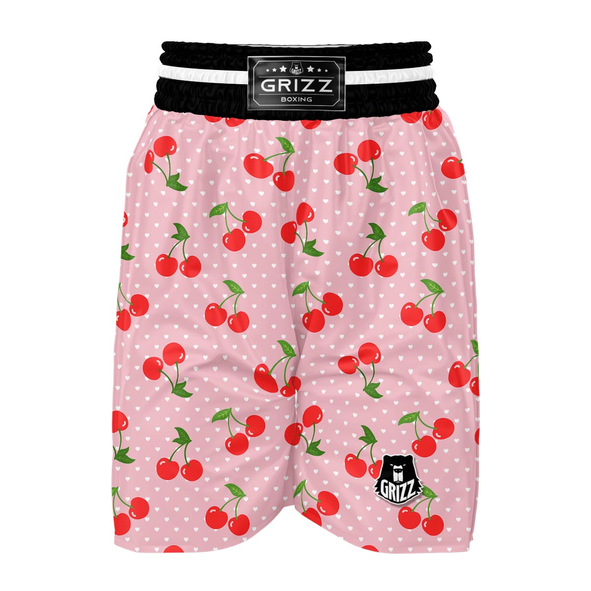 Cherry Heart Dot Pattern Print Boxing Shorts-grizzshop
