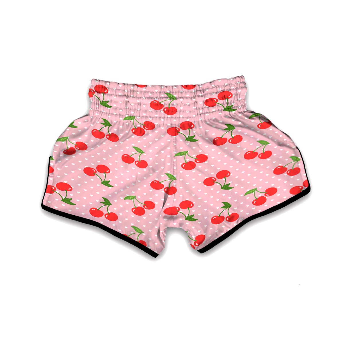 Cherry Heart Dot Pattern Print Muay Thai Boxing Shorts-grizzshop