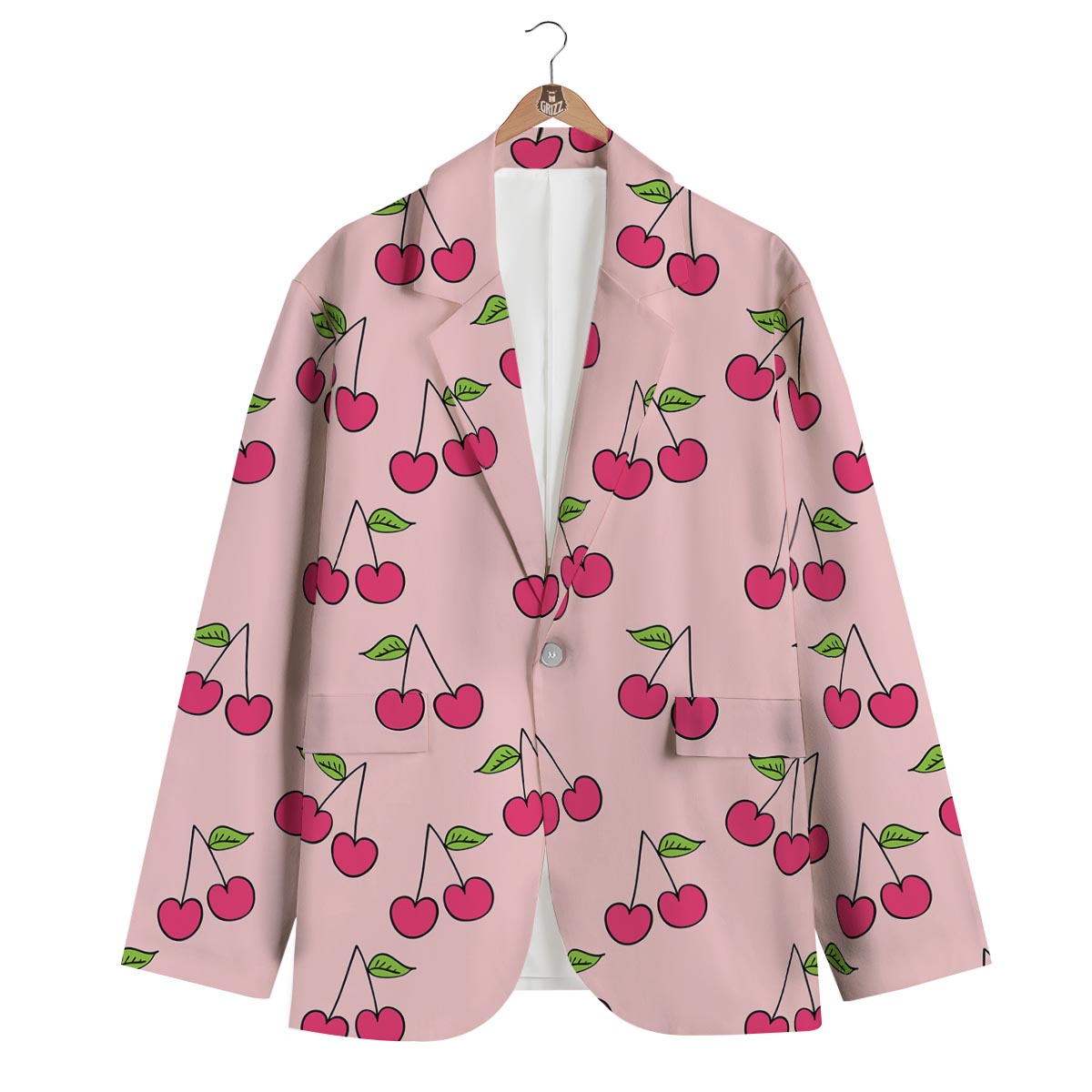 Cherry Pattern Print Men's Blazer-grizzshop