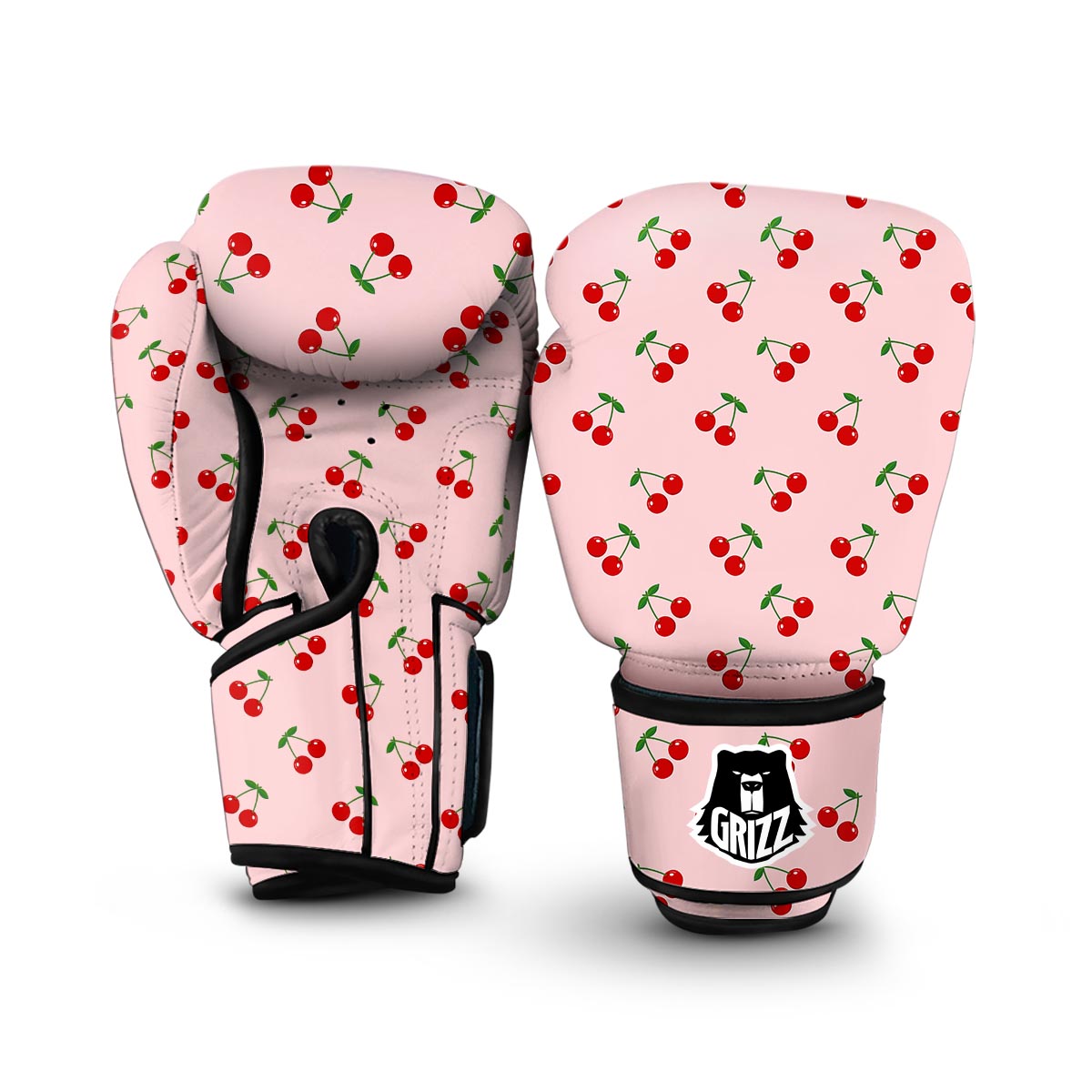 Cherry Pink Pattern Print Boxing Gloves-grizzshop