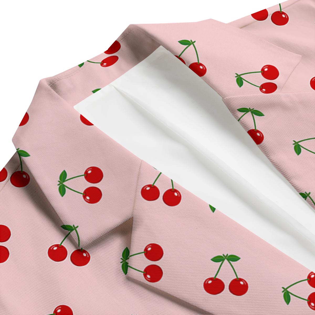 Cherry Pink Pattern Print Men's Blazer-grizzshop