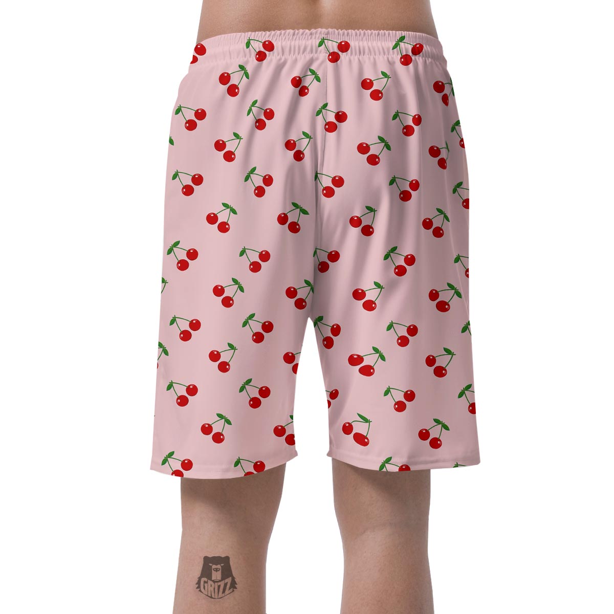 Cherry Pink Pattern Print Men's Shorts-grizzshop