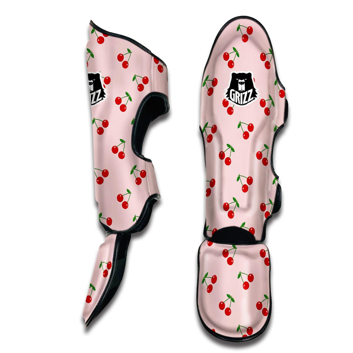 Cherry Pink Pattern Print Muay Thai Shin Guards-grizzshop