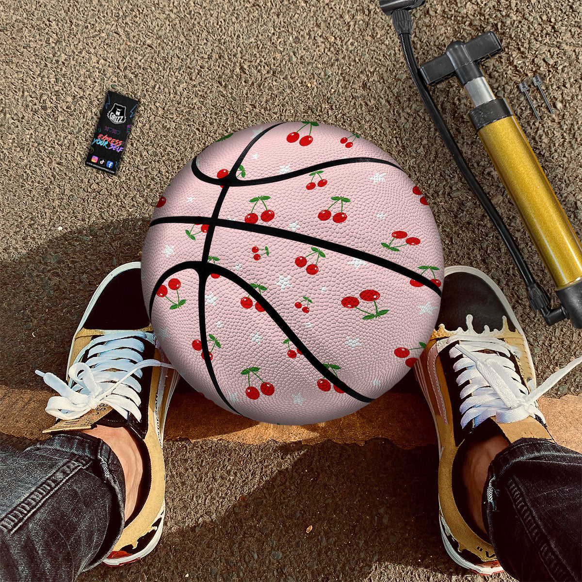 Cherry Pink Print Pattern Basketball-grizzshop