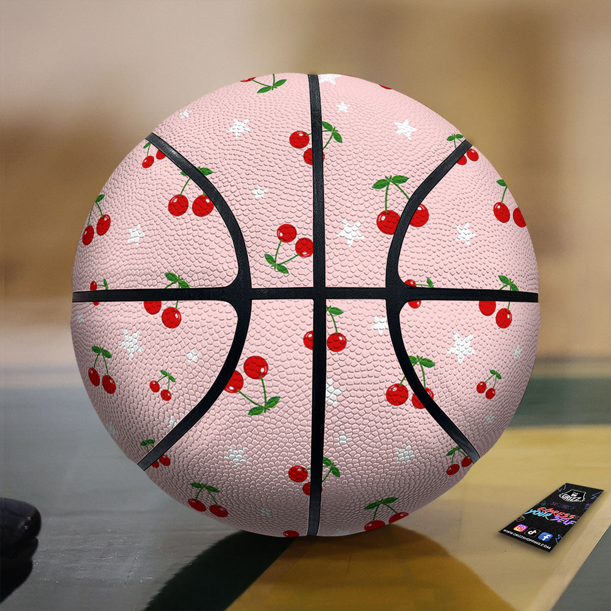 Cherry Pink Print Pattern Basketball-grizzshop