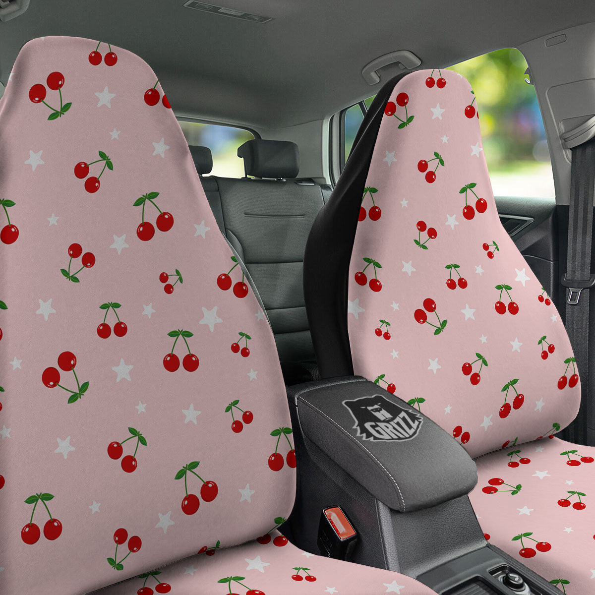 Cherry Pink Print Pattern Car Seat Covers-grizzshop