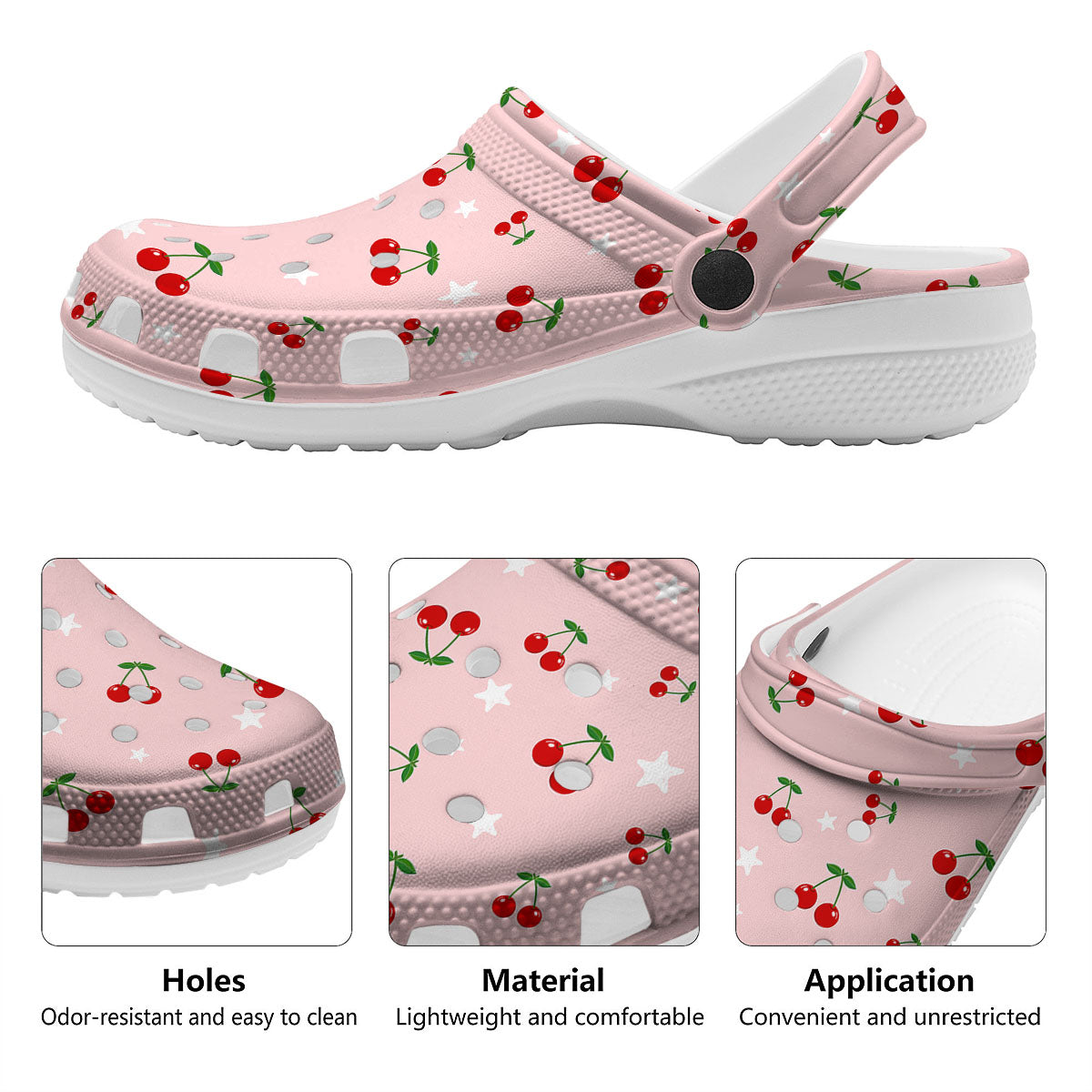 Cherry Pink Print Pattern Clog-grizzshop