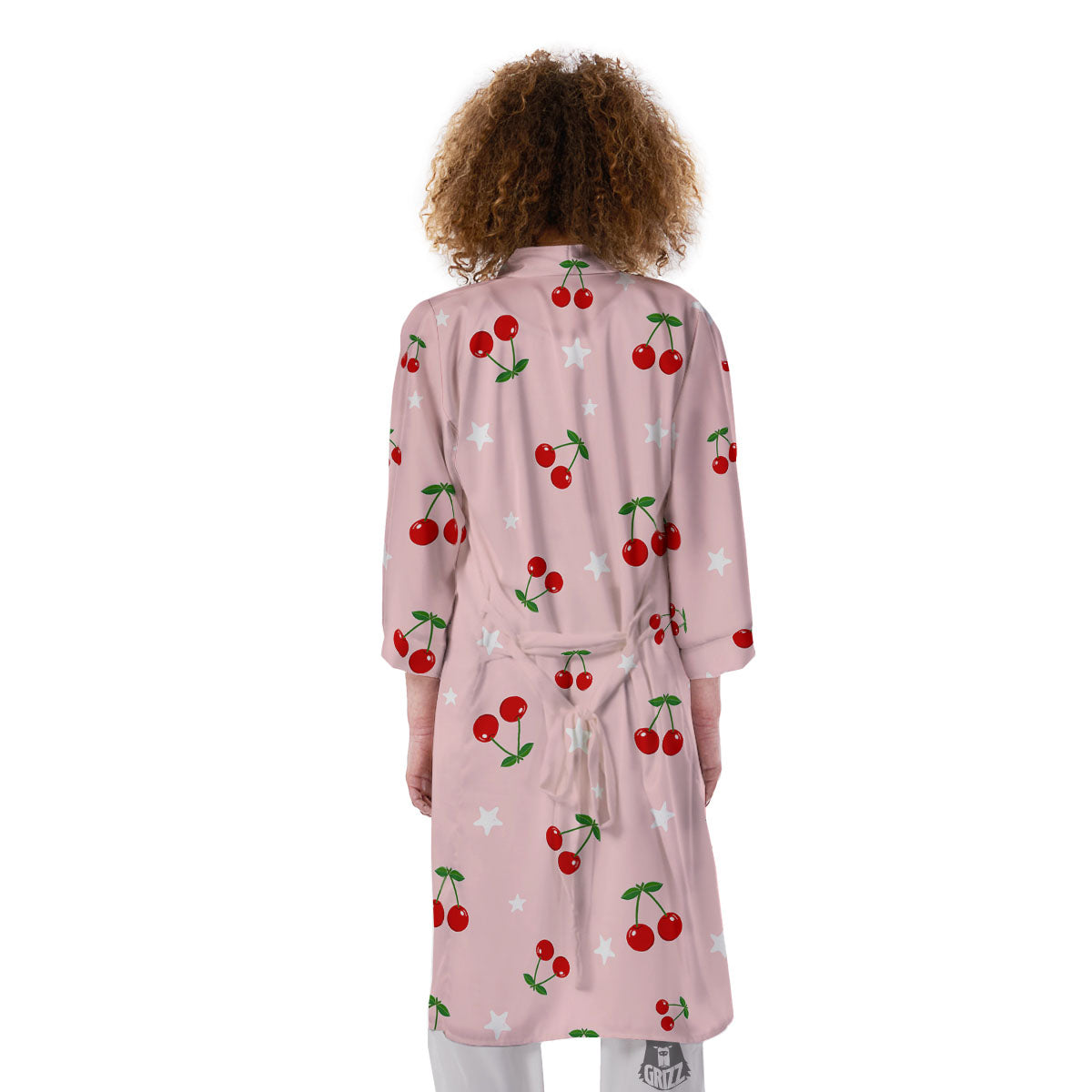 Cherry Pink Print Pattern Kimono-grizzshop