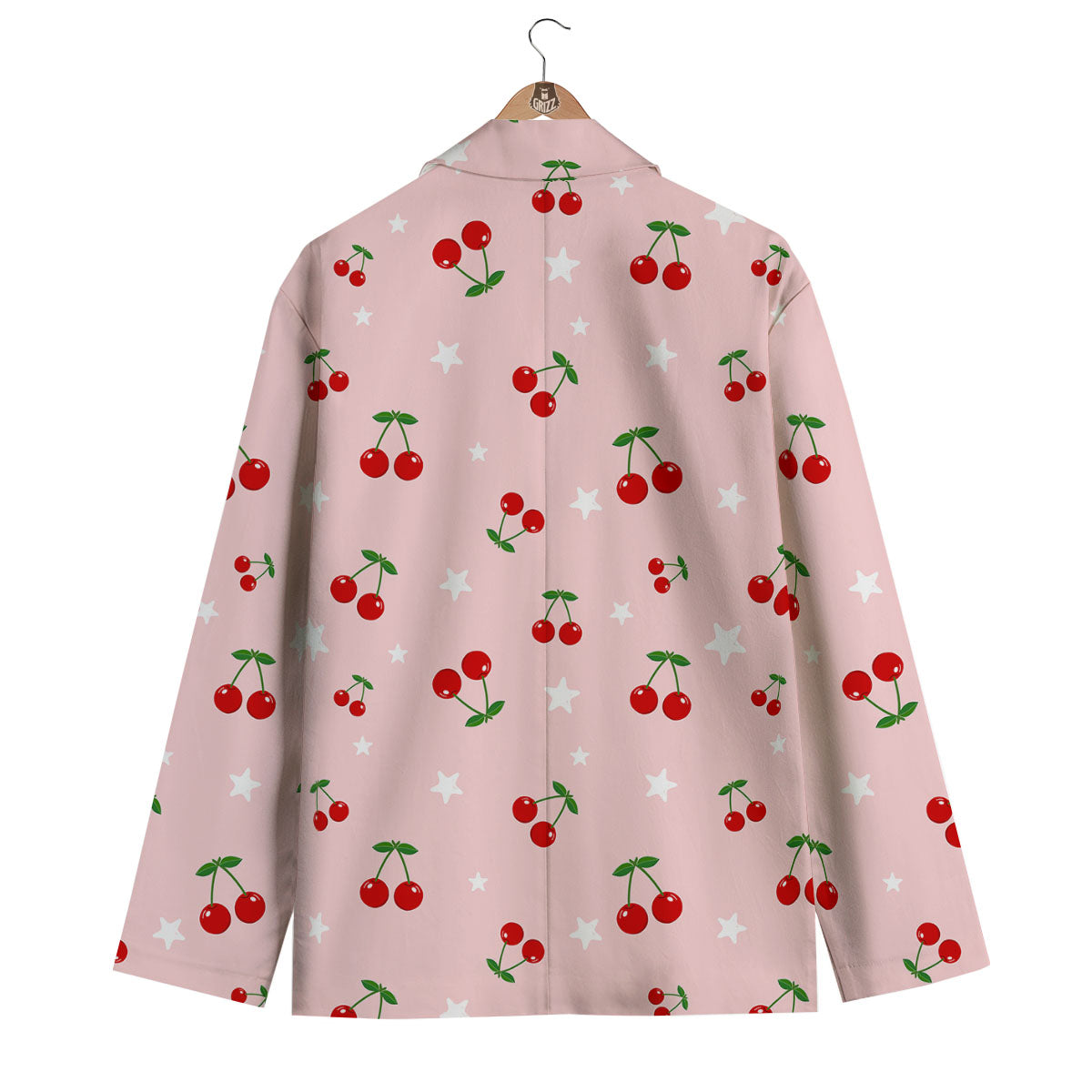 Cherry Pink Print Pattern Men's Blazer-grizzshop
