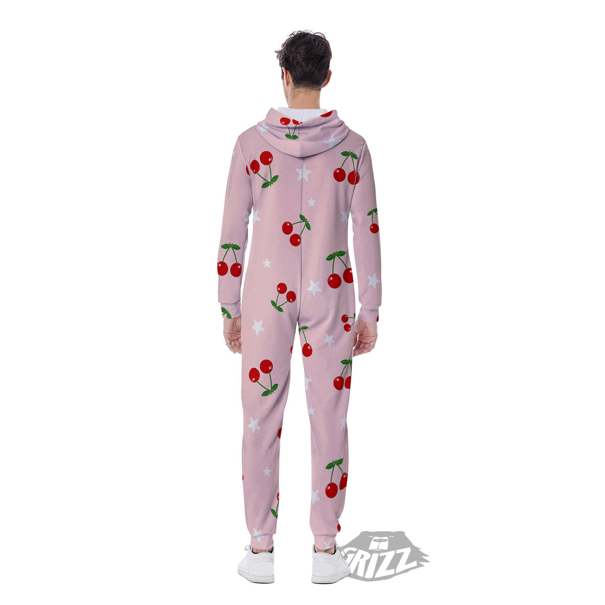 Cherry Pink Print Pattern Men's Jumpsuit-grizzshop
