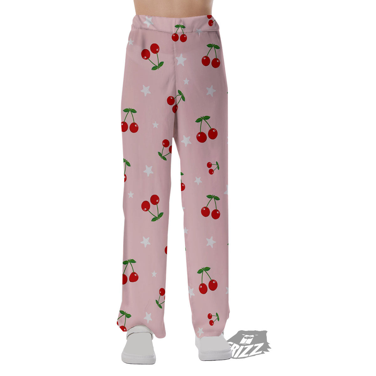 Cherry Pink Print Pattern Pajama Pants-grizzshop