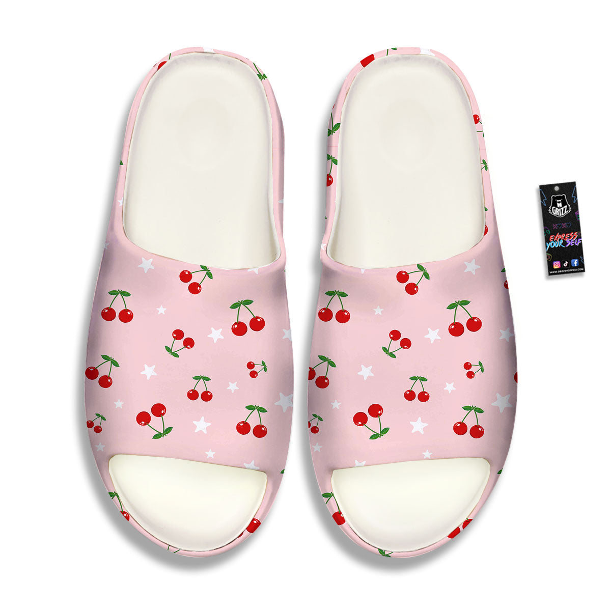 Cherry Pink Print Pattern Sandals-grizzshop