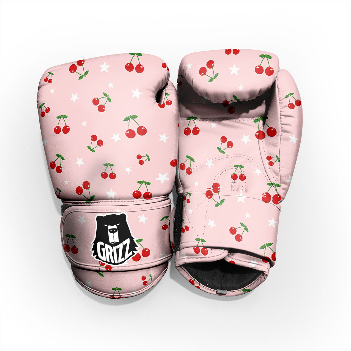 Cherry Pink Print Pattern Sparring Gloves-grizzshop