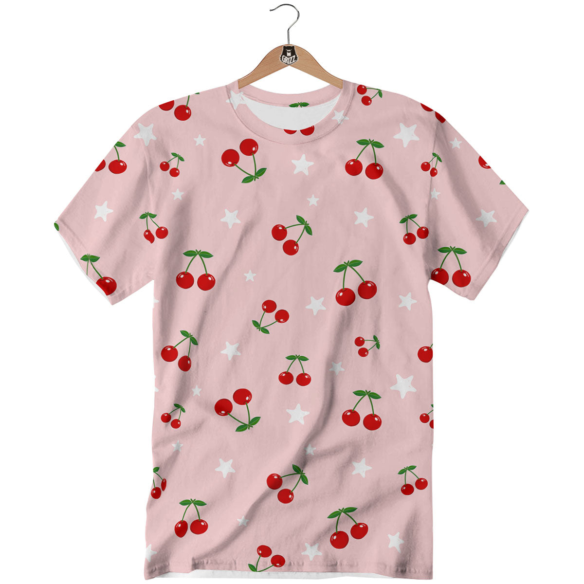 Cherry Pink Print Pattern T-Shirt-grizzshop