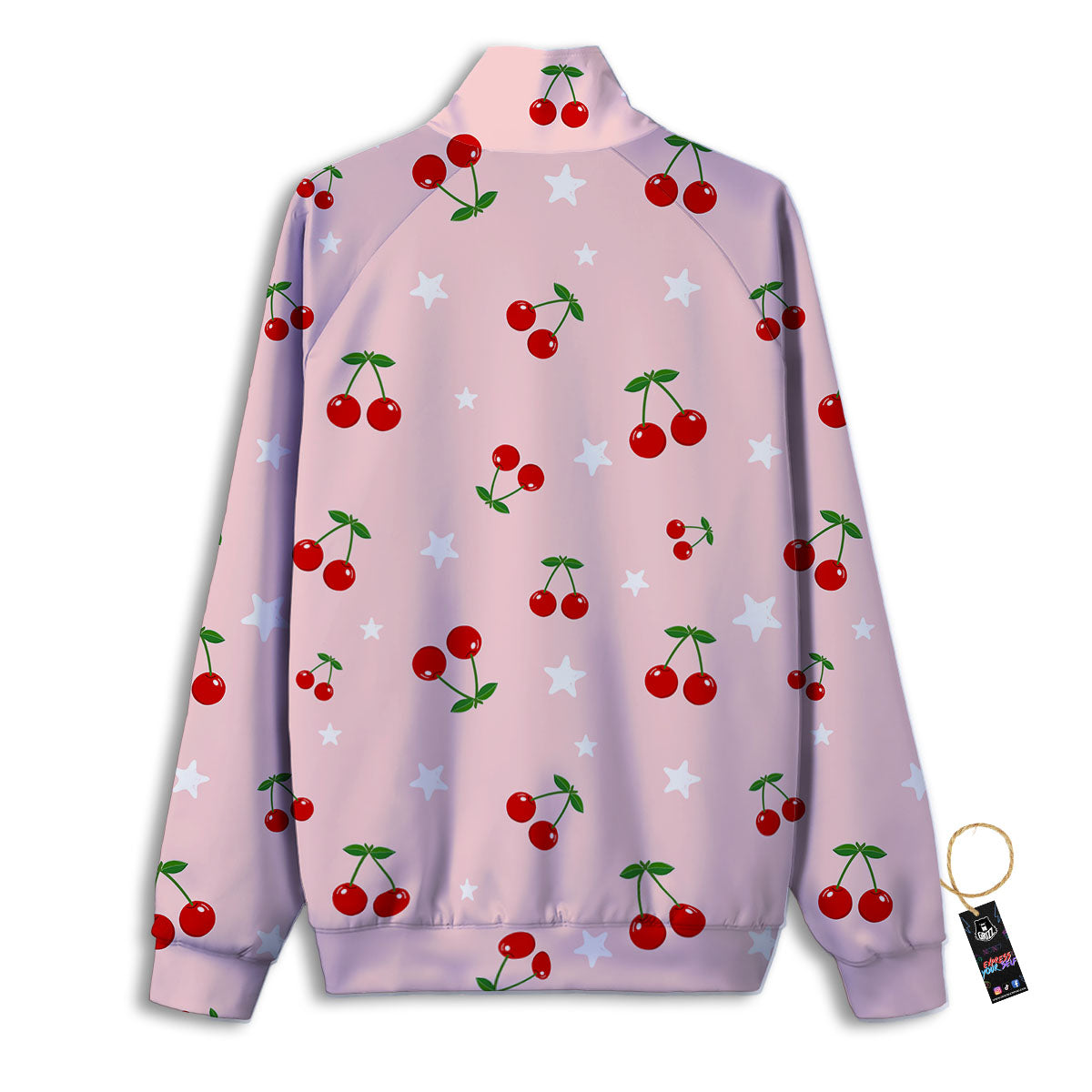 Cherry Pink Print Pattern Track Jacket-grizzshop