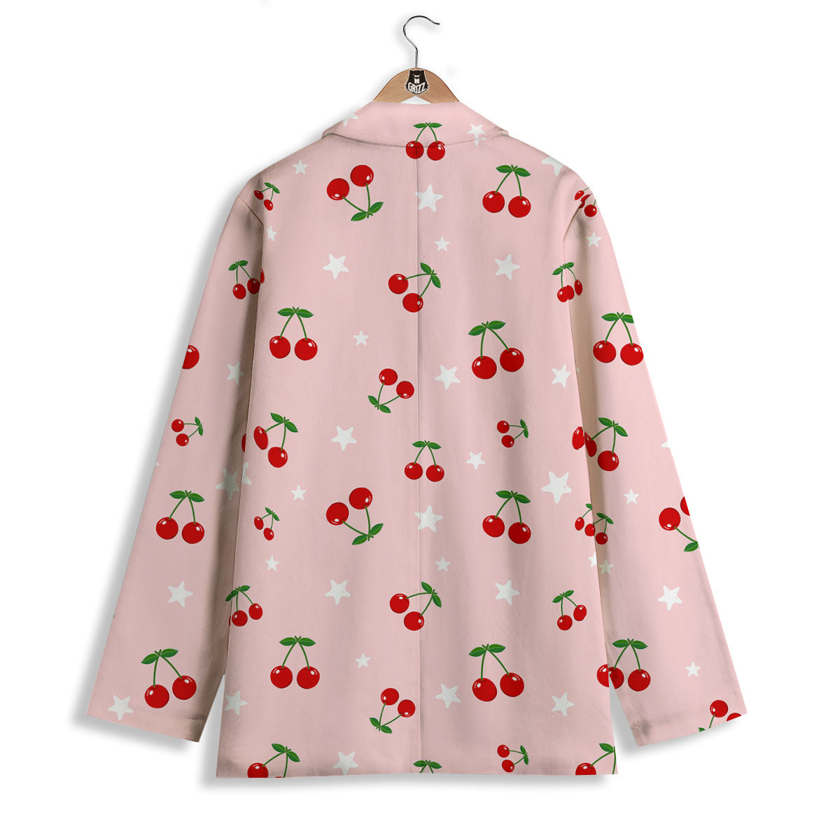 Cherry Pink Print Pattern Women's Blazer-grizzshop