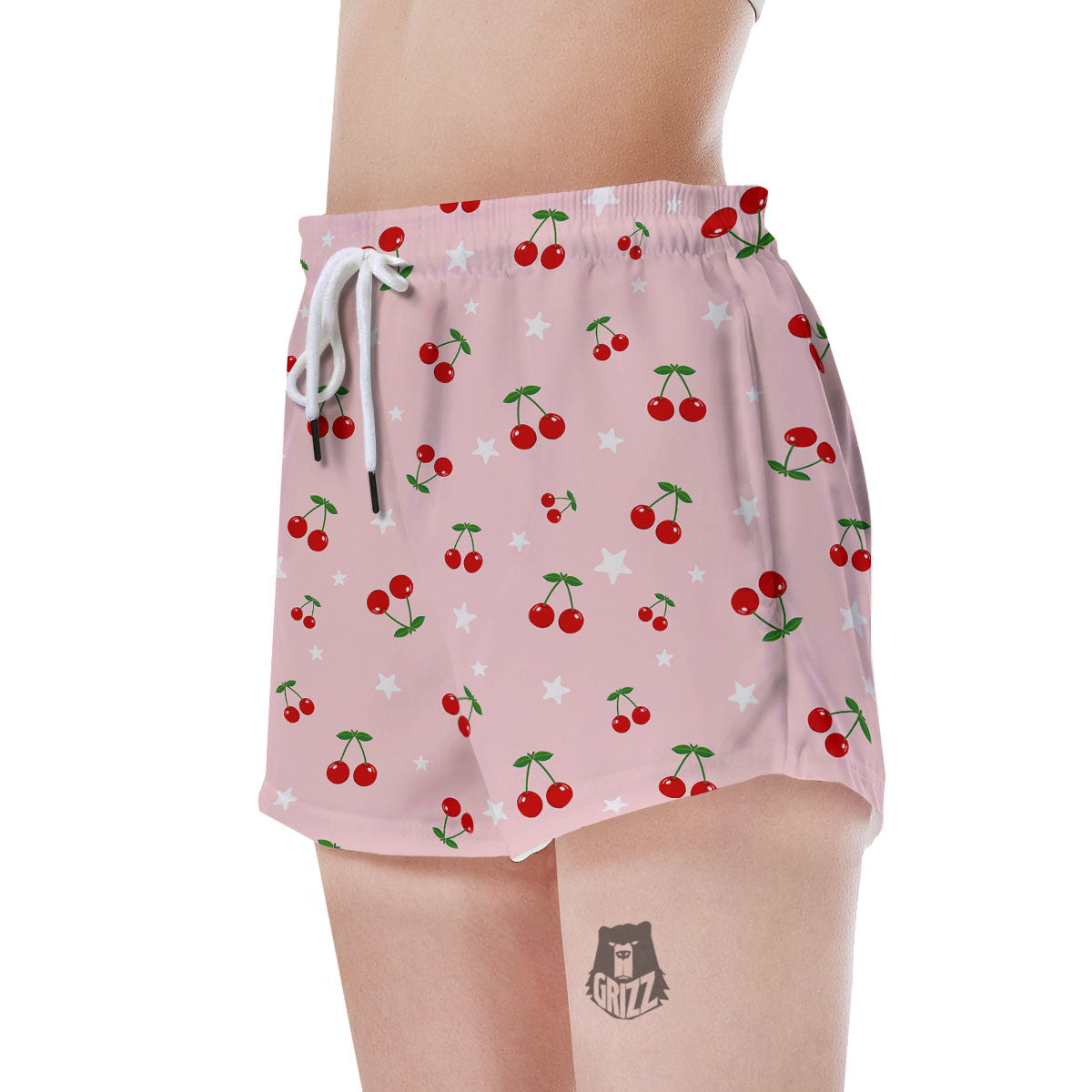 Cherry Pink Print Pattern Women's Shorts-grizzshop