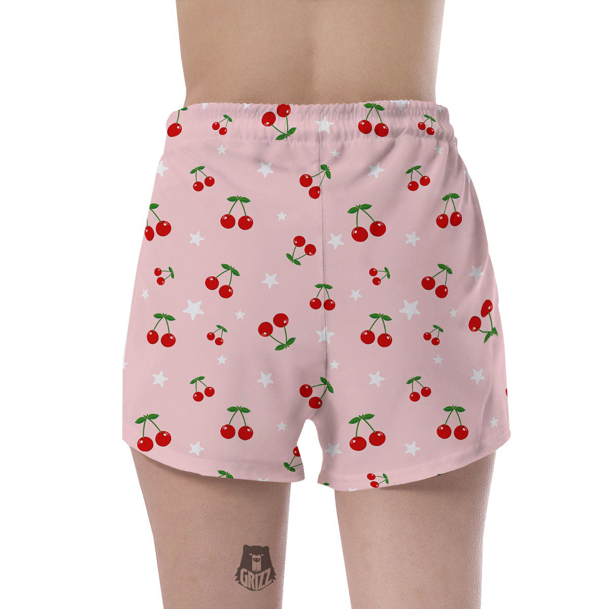 Cherry Pink Print Pattern Women's Shorts-grizzshop