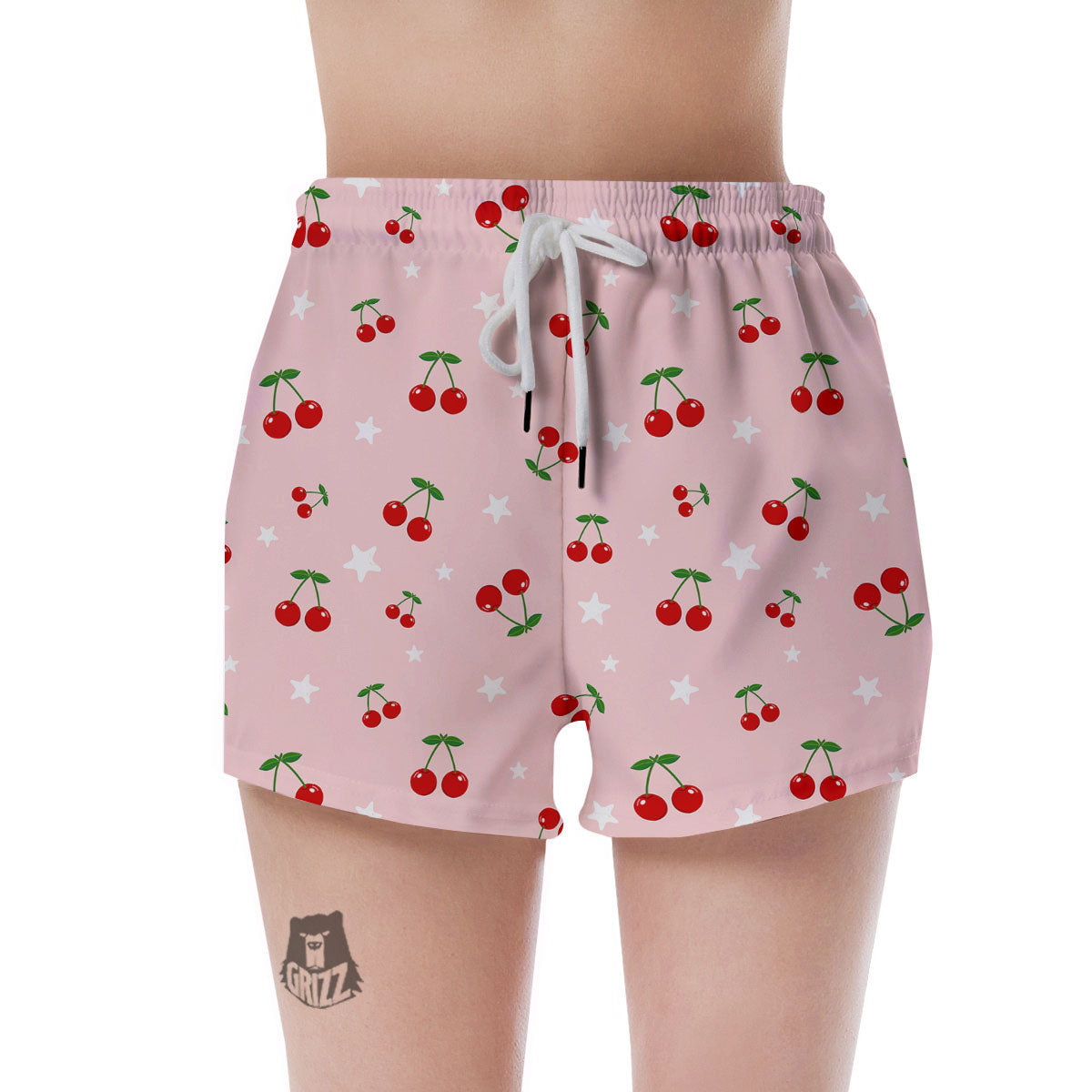 Cherry Pink Print Pattern Women's Shorts-grizzshop