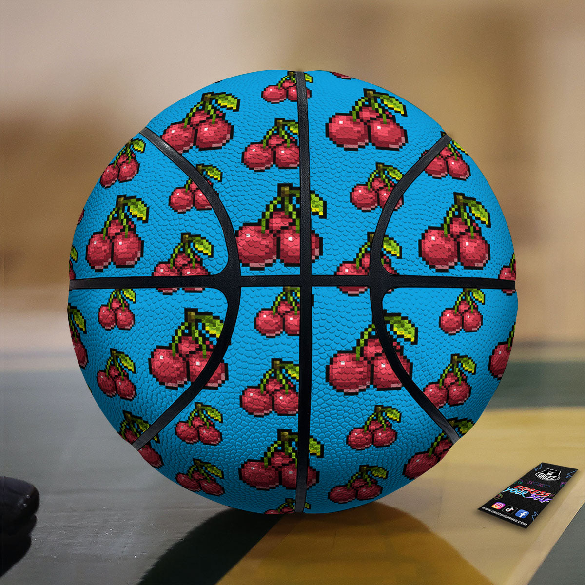 Cherry Pixel Print Pattern Basketball-grizzshop