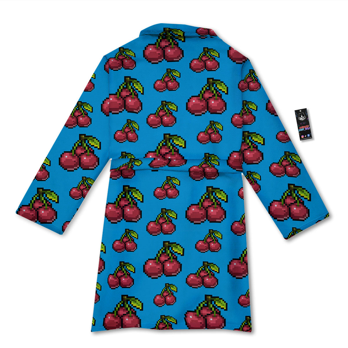 Cherry Pixel Print Pattern Bathrobe-grizzshop