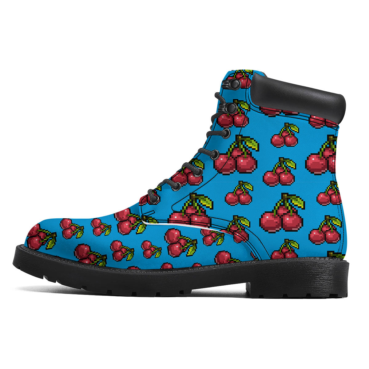 Cherry Pixel Print Pattern Boots-grizzshop