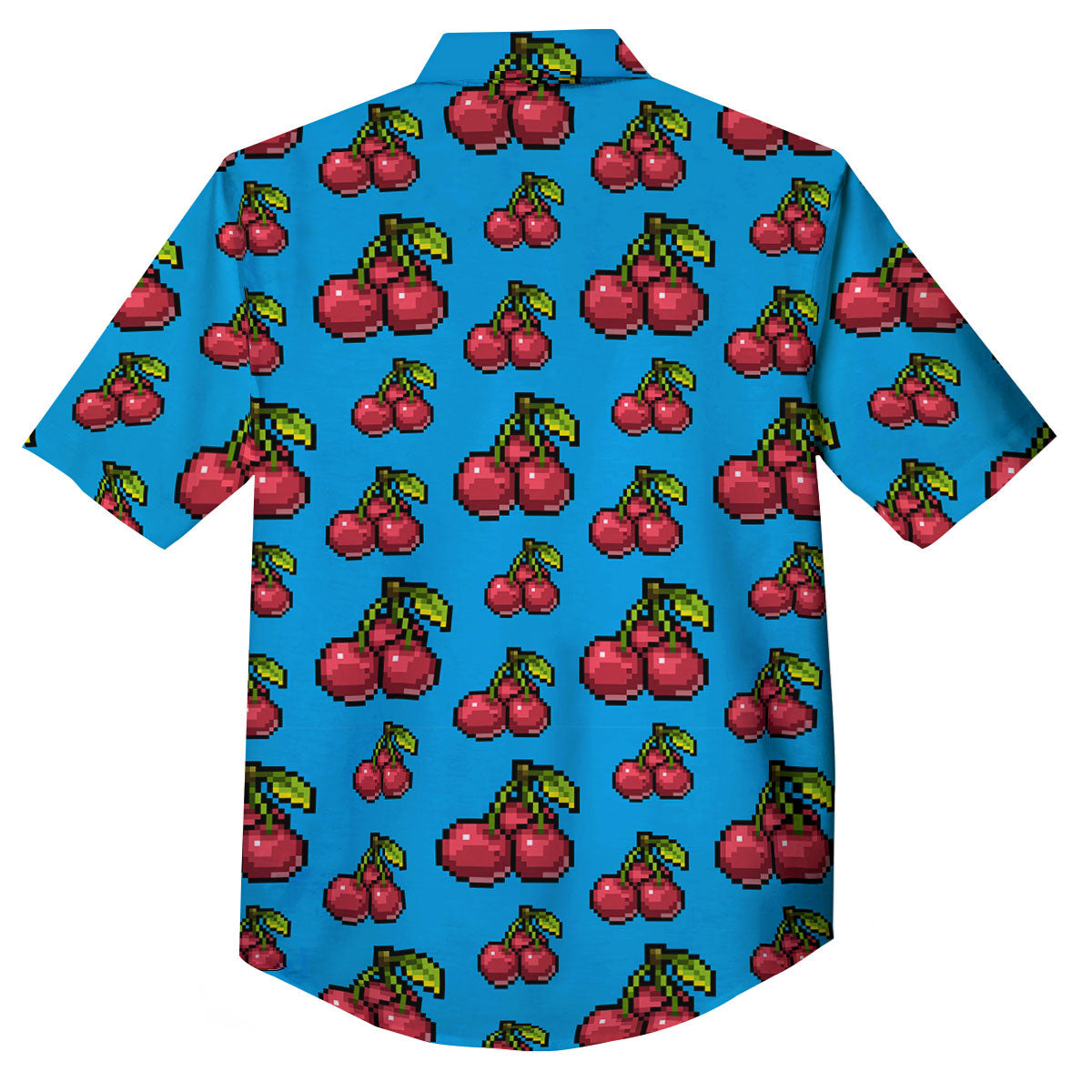 Cherry Pixel Print Pattern Button Up Shirt-grizzshop